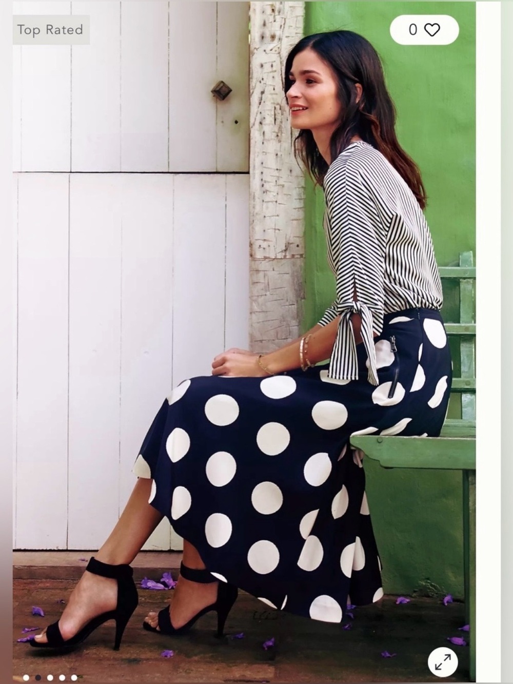 HD in Paris Black Midi Skirt with Large White Polka Dots